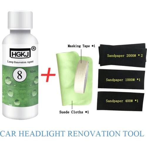 20ml Car Headlight Repair Renovation Tool Lamp Polishing Agent+Cleaning Rag Sandpaper Kit Universal Auto Care Tools