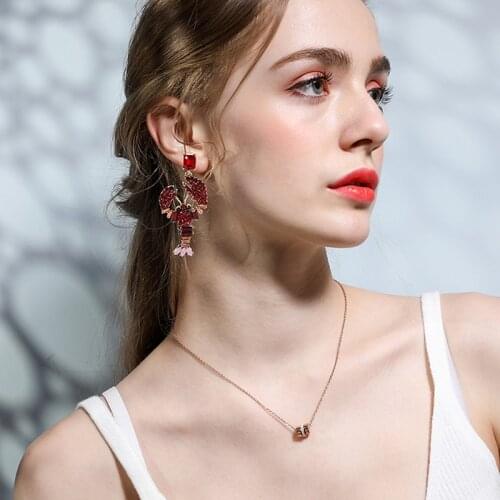 New Design Fashion Women Bohemian Multicolor Animal Lobster Shaped Crystal Earrings Statement Jewelry Earrings