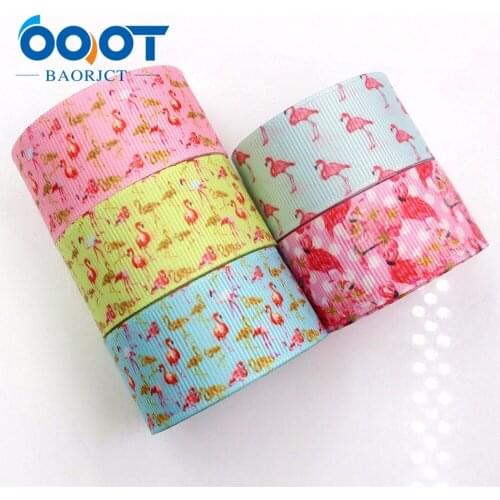 OOOT BAORJCT 178111 25mm 10yard/lot ostrich Ribbons Thermal transfer Printed grosgrain Wedding Accessories DIY handmade material