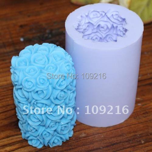 Wholesale!!!New 3D Flower Pillar (LZ0088) Silicone Handmade Candle Mold Crafts DIY Mold