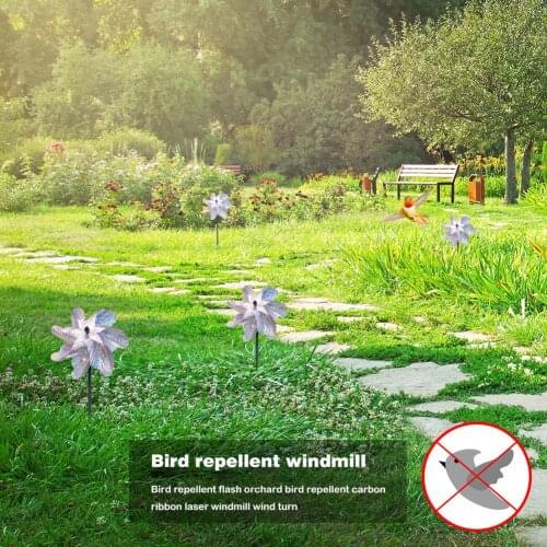 Bird Repeller Windmill Spinner DIY Birds Deterrent Silver Pinwheels for Outdoor Garden Lawn Yard Decoration