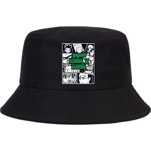 Women Men Printed Summer Panama Bucket Cap The Design Flat Visor Kawaii Hunter X Hunter Killua Zoldyck Anime Fisherman hat