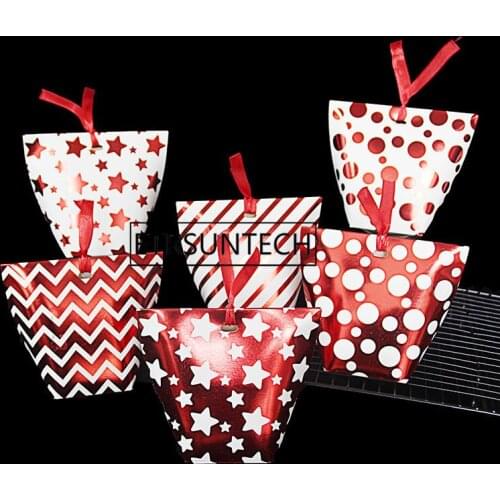 240pcs Gold/Red Stamping Gift Box Wave Dot Stripe Pattern Candy Box Wedding Favor Packaging For Guest Party Decoration