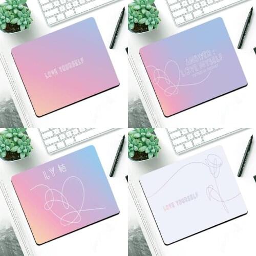 Anime Love yourself Flower kpop Mouse Durable Desktop Mousepad Small Pads Rubber Mouse Mat MousePad Desk Gaming Mousepad Cup Mat