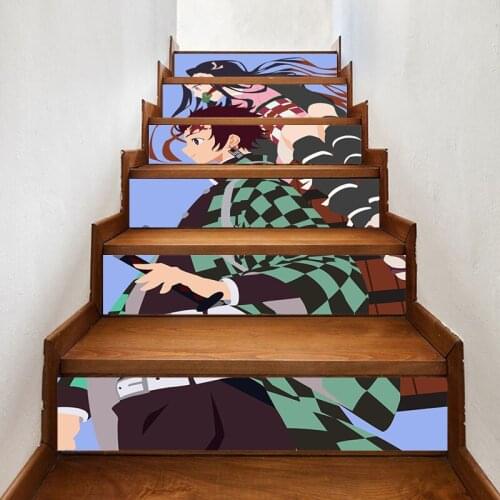 Self Adhesive Wallpapers Renovation DIY PVC Kamado Tanjirou Stickers Stair Waterproof Home Decor Decal Print Art Anime Picture