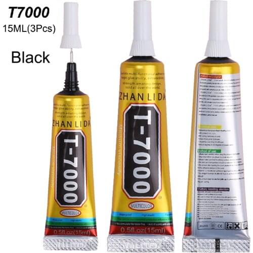 3Pcs 15ML T7000 Black Glue Super Adhesive T-7000 T8000 Fabric Textile Mobile Phone Glass Touch Screen LCD Component T9000 T5000