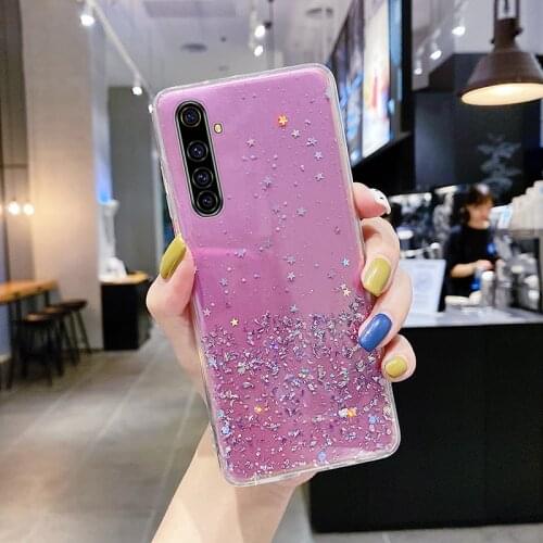 Ultra-thin Bling Glitter Silicone Phone Case For Realme 7 6 5 i X7 X2 Pro XT X 3 X50 C 15 12 11 Luxury Sequins Transparent Cover