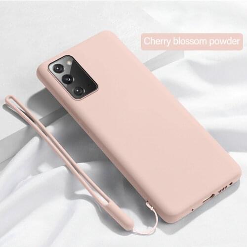 Ultra-thin Cute Lanyard Liquid Silicone Phone Case For Samsung Galaxy S21 S20 FE S10 E S9 Note 20 10 9 8 Plus Luxury Soft Cover