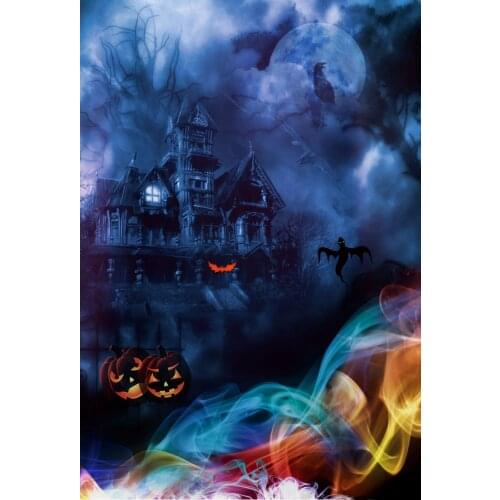 VinylBDS Horror Halloween Photobooth Background Castle Pumpkin Black Clouds Party Photo Background Children Costplay Background