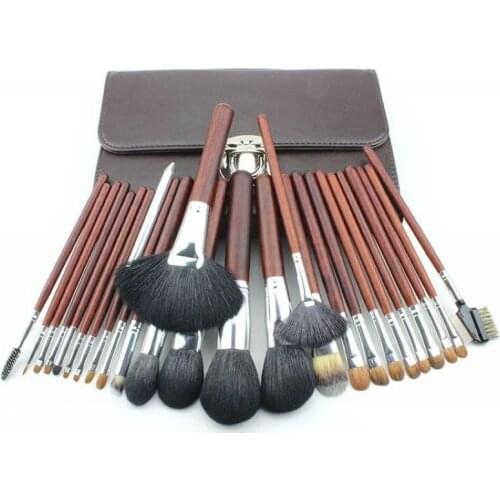 High quality pony hair eyes brushes goat hair powder brush 26pcs makeup brush set with PU bag in cosmetic