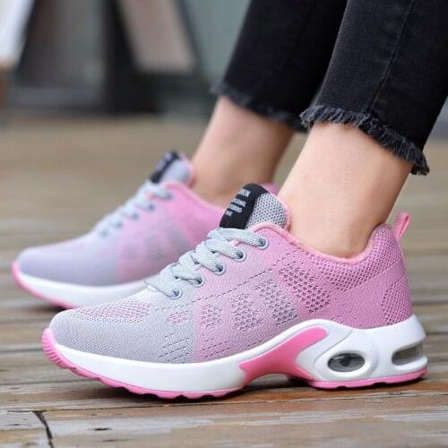 Walking Jogging Ladies Flats Shoes Zapatos De Mujer Women Air Cushion Running Shoes Plus Size Light Breathable Sneakers Women