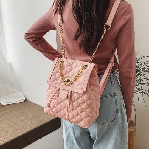 Diamond Grain PU Leather Backpacks For Women 2021 Fashion Female Chain School bags Teenagers Girls Backpack Travel Shoulder Bags