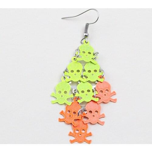 Multi-Layers Plating Colorful Skull Head Dangle Earrings For Women Fashion Ear Accessories Wedding Party Jewelry 1 pair