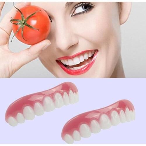 1pcs Teeth Whitening Perfect Smile Comfort Fit Teeth Fits Veneer Top Tooth Artificial Size One Set Cosmetic Denture Silicon M9K7