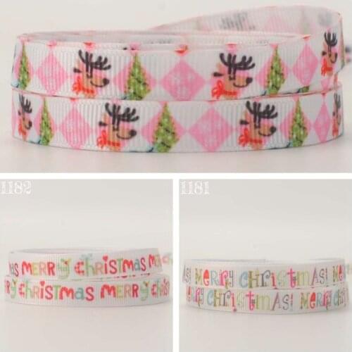 10yards 3/8 " 9 mm Christmas party print grosgrain ribbon decoration gift ribbon Free shipping 006