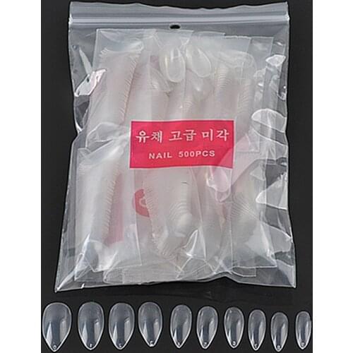 120 pcs Clear Perforate Full Cover Sharp Water Drop Acrylic Fake Nail