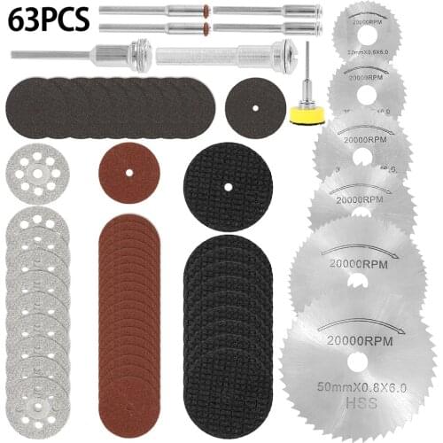 63pc Circular Saw Blades Wood Cutting Disc Diamond Cutting Discs Metal Saw Blade Cutting Tool Saw Blades for Dremel Metal Cutter