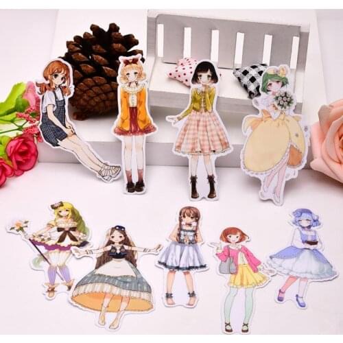 9pcs kawaii self-made cute girls stickers for phone car Label Decorative Stationery Scrapbooking office and school supplies