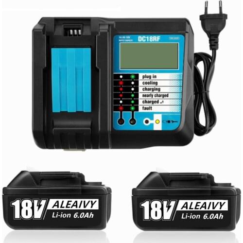 Rechargeable Battery BL1860B 18V 6000mAh Backup Battery For Makita 18VBL1860 BL1840 BL1850 Cordless Drill With DC18RF 3A Charger