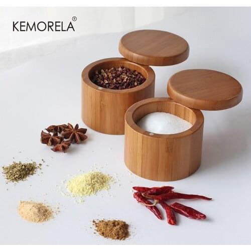 Bamboo Spice Shaker Jar Sugar Salt Pepper Herbs Toothpick Storage Bottle BBQ Box With Lid For Kitchen Tool