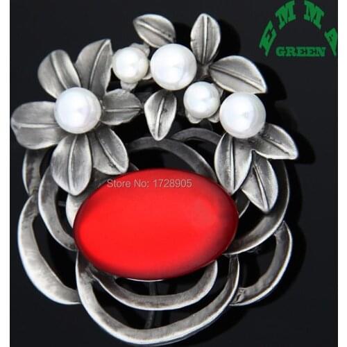 Bouquet Flower Brooch with Stone Scarf Buckle Clip 55x60mm Vintage Simulated Pearls Brooch Women Accessories Flower Pins