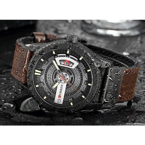 CURREN Men Military Sports Watches Mens Quartz Date Clock Man Casual Leather Wristwatches Relogio Masculino
