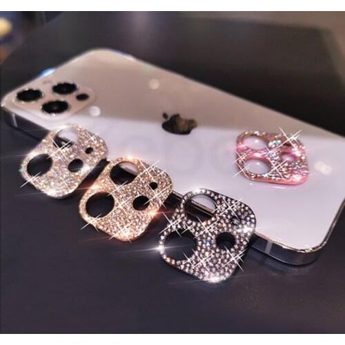 DIY Diamond Camera Case For iPhone 11 Pro 12 Pro Max X XS Max 12Mini Case Glitter Crystal 3D Camera Lens frame Protector Cover
