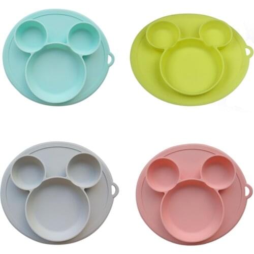 Baby Silicone Plate Safety Childrens Plate Silicone Plate All-In-One Easy Carry Baby Tableware Fruit Dishes Children Bowl