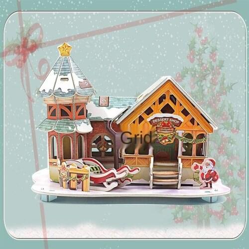 Childrens 3D Puzzles, Educational Toys, Insert Building Blocks, Cartoon Christmas Dessert House Puzzle Model Toy Gifts P341