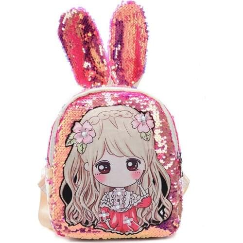 Children Backpacks Blinking Sequins School Bags for Kids 1-5 Years Kids Fashion Wild Cute Rabbit Ear Backpack