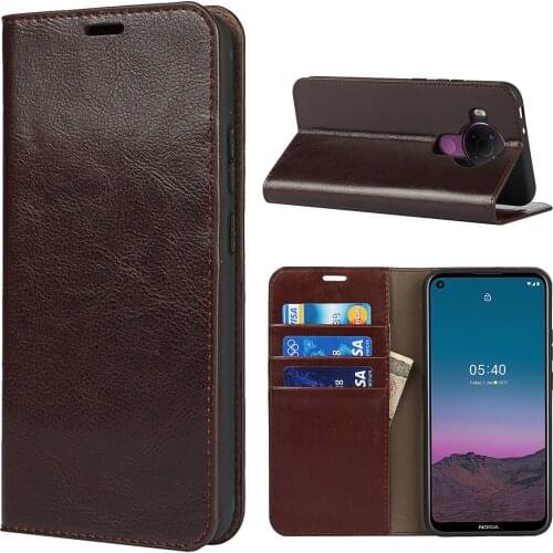 For Nokia 5.4 Case 6.39" 100% Natural Genuine Leather Skin Phone Case On For Nokia 5.4 TA-1333 TA-1340 Flip Wallet Book Cover