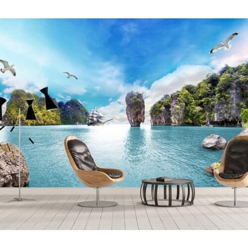 8D Papel Mural Sea Lanscape 3d Nature Wallpapers Mural for Walls Background Photo Nature 3d Wall Mural Wall paper Decoration
