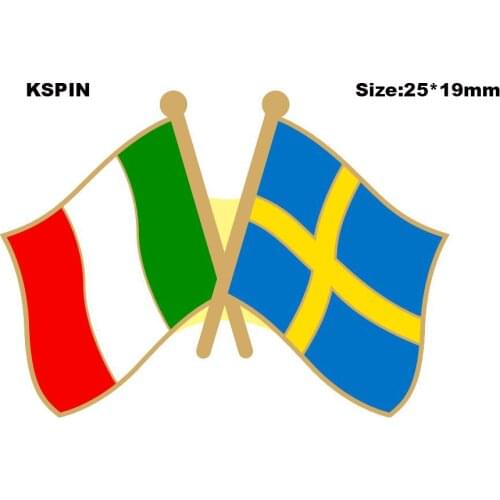 Italy & Sweden Friendship Flag Lapel Pin Friendship Flag Badge Flag pin