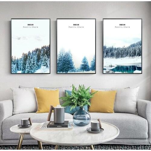 Winter Snow Mountain Canvas Painting Landscape Posters Prints Unique Decor Wall Art Pictures Living Room Bedroom Aisle Décor