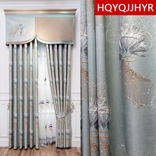 Classic jacquard full blackout living room curtains for villas and apartments high-quality elegant curtains for bedrooms