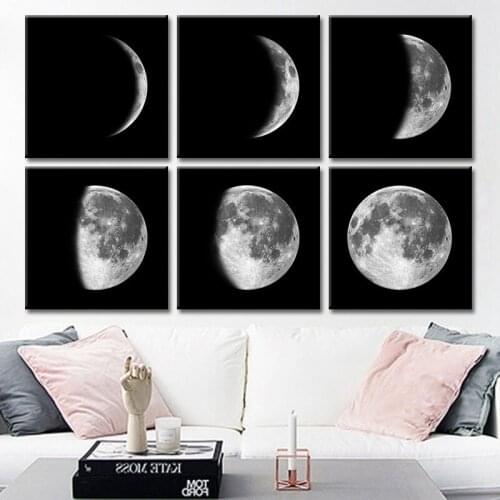 Moon Lunar Eclipse Process Landscape Decoration Painting Living Room Study Hanging Paintings Home Decoration Wall Art Canvas Oil