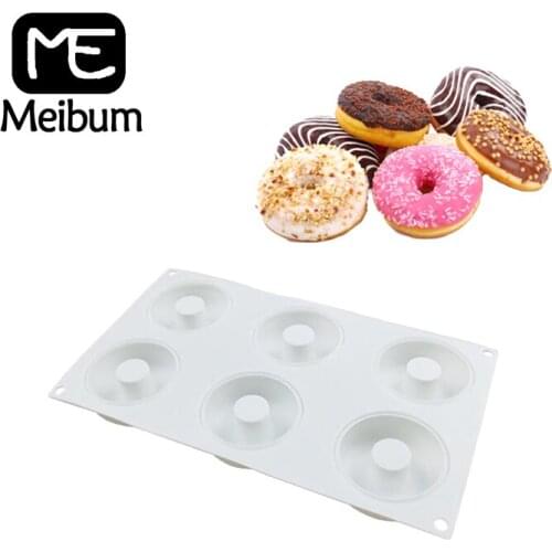 Meibum 6 Cavity Donut Shape Muffin Chocolate Cake Silicone Mold DIY Mousse French Dessert Pastry Mould Decoration Baking Tools