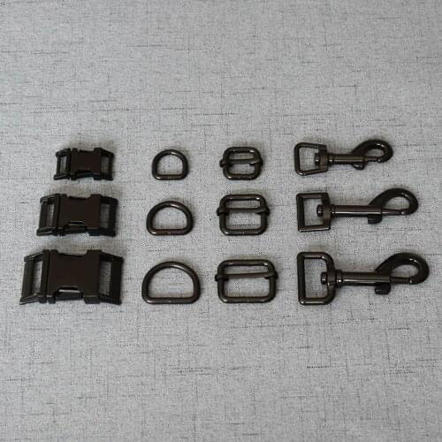 50 Sets 15mm/20mm/25mm Metal D Ring Snap Hook Adjustable Release Buckle DIY For Paracord Pet Dog Collar and Leash Accessories