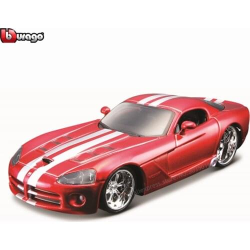 Bburago 1:32 Dodge Viper SRT 10 simulation alloy car model plexiglass dustproof display base package Collecting gifts