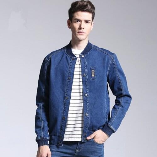 2020 sring autumn causal basenball jacket men blue cotton strech denim jacket men fashion cowboy jean jacket for male