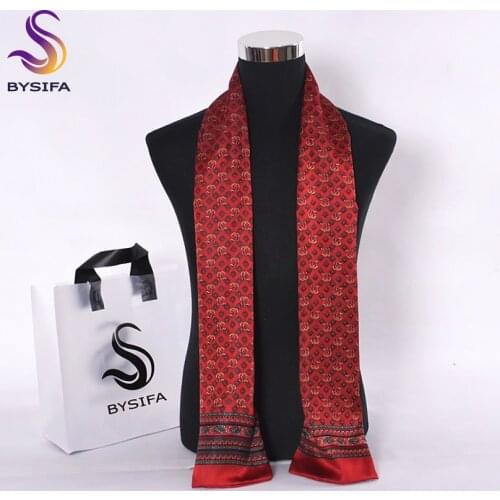 [BYSIFA] Fashion Men Business Scarves New Design Dot 100% Pure Silk Male Long Scarves Winter Keeping Marmth Navy Blue Neck Scarf