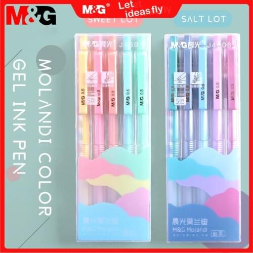 M&G Sign Gel Pen Set 0.5mm Retractable Refill Molandi Vintage Color Macarons Pens Gift Set School Office Stationery Supplies