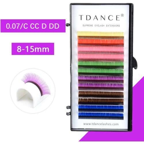 TDANCE individual 12rows 7 color eyelashe extension supplies False professional Faux mink Eyelashes Extensions Russian Volume
