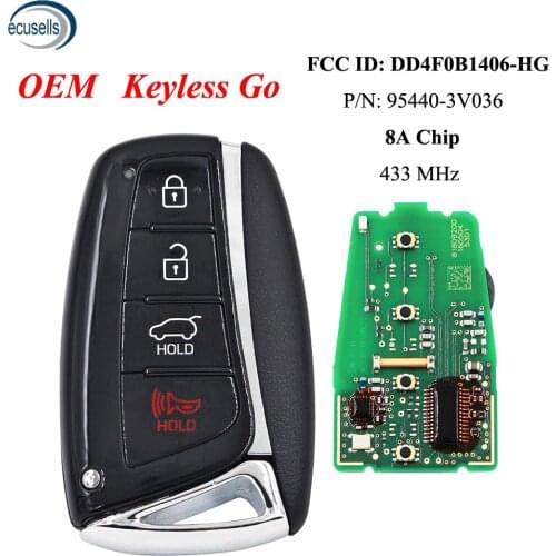 OEM Keyless Go Smart Remote Key With 4 Button 433MHz 8A Chip for Hyundai Azera 2015-2018 P/N: 95440-3V036 FCC ID: DD4F0B1406-HG