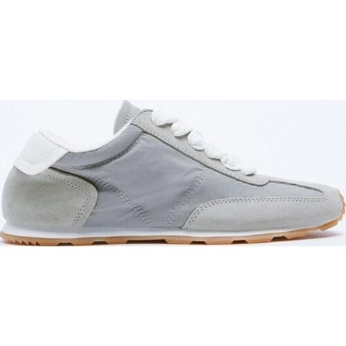 2021 Autumn Flat With White Shoes Womens Leather Sports Shoes All-match Casual Running Training Shoes Gray Sport Sneakers Shoe