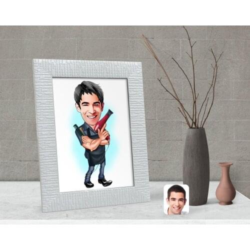 Personalized Men 'S Barber Caricature Of Decorative Çerçeve-1