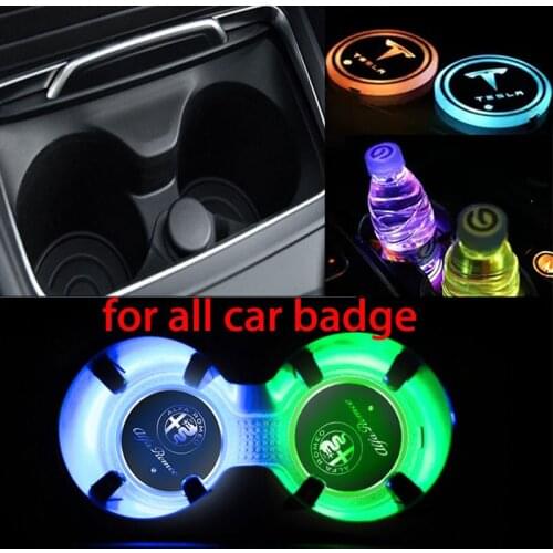 LED Light Cup Holder Luminous Anti-Slip Mat For JEEP Grand Cherokee WK2 KJ KL Commander XK XH Renegade Wrangler TJ JK