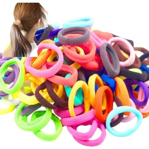 100pcs Solid Colors Seamleass No Crease 4cm Elastic Hair Ties Pigtail Ties HairBands Ponytail Holders Hair Ropes Hair Accessorie