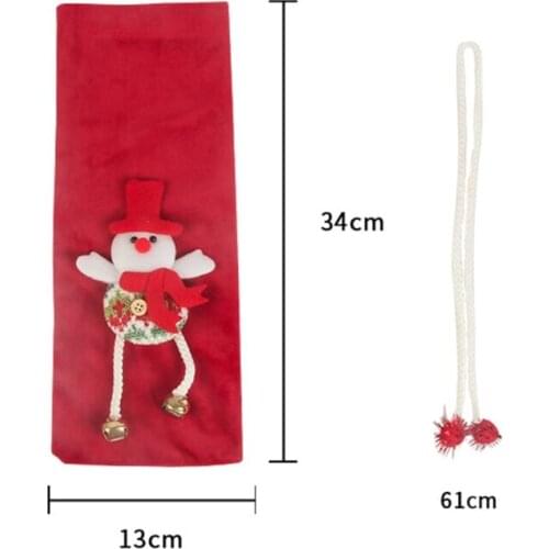 Christmas Wine Bottle Cover 3D Cartoon Santa Snowman Reindeer Doll Flannel Velvet Champagne Holder Package Gift Bag Home Table
