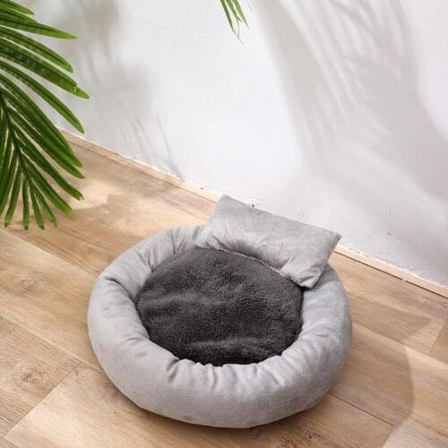 Grey Dog Beds Calming Bed Hondenmand Pet Kennel Super Soft Fluffy Comfortable for Large Dog or Cat House Long Plush Dounts